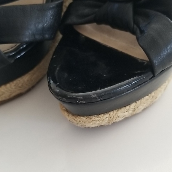 Leather Patent Espadrille Wedges - Picture 6 of 7